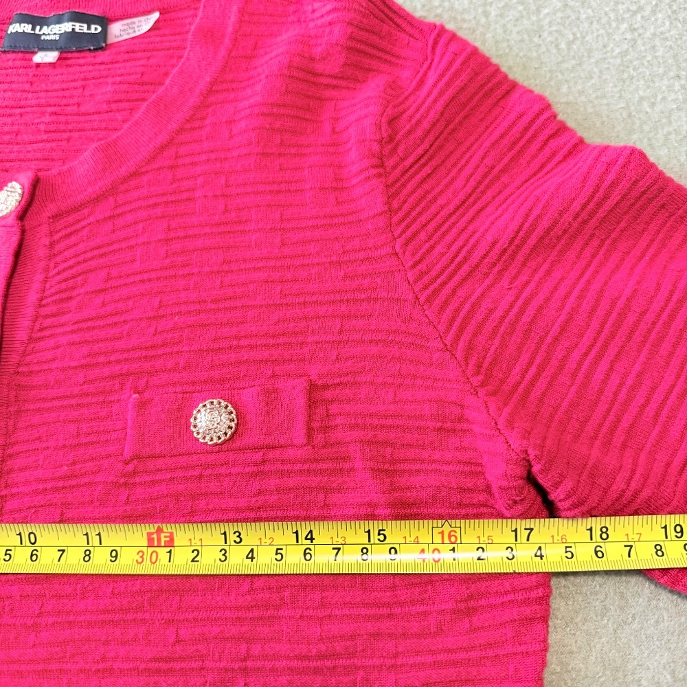 Karl Lagerfeld Paris Women’s Wine Red Cardigan Sweater – Size‎ S - Picture 5 of 8